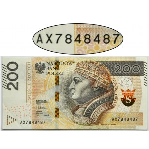 200 złotych 2015 - AX - numer radarowy