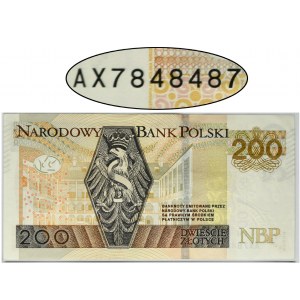 200 złotych 2015 - AX - numer radarowy