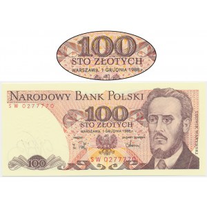 100 Zloty 1988 - SW - Datum weg von Stückelung -.