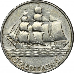Żaglowiec, 5 złotych 1936