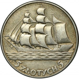 Segelschiff, 5 Gold 1936