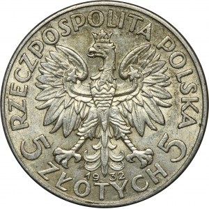 Głowa Kobiety, 5 złotych Londyn 1932