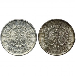 Zestaw, Piłsudski, 5 złotych 1938 (2 szt.)