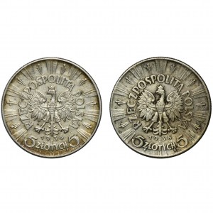 Zestaw, Piłsudski, 5 złotych 1938 (2 szt.)