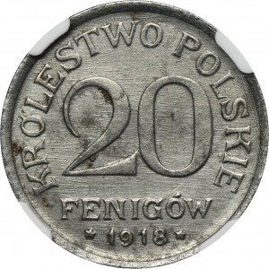 Królestwo Polskie, 20 fenigów 1918 - NGC UNC DETAILS