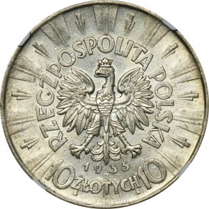 Piłsudski, 10 złotych 1935 - NGC AU55