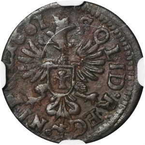 John II Casimir, Schilling Krakau 1661 - NGC AU50 BN