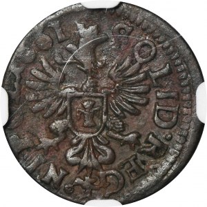 Jan II Kazimierz, Szeląg Kraków 1661 - NGC AU50 BN