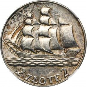 Segelschiff, 2 Gold 1936 - NGC AU50