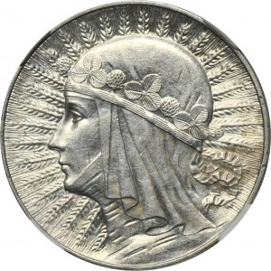 Głowa Kobiety, 5 złotych Warszawa 1934 - NGC AU58