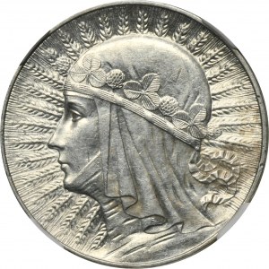 Head of a Woman, 5 gold Warsaw 1934 - NGC AU58