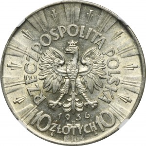 Pilsudski, 10 Zloty 1936 - NGC AU58