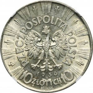 Piłsudski, 10 złotych 1936 - NGC AU58