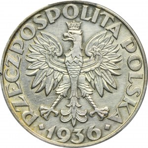 Żaglowiec, 5 złotych 1936 - PCGS AU DETAILS