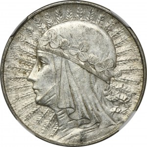 Głowa Kobiety, 5 złotych Warszawa 1933 - NGC AU58