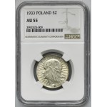 Kopf einer Frau, 5 Zloty Warschau 1933 - NGC AU55