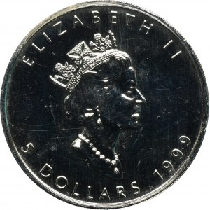 Kanada, Elżbieta II, 5 Dolarów 1999 - liść klonu