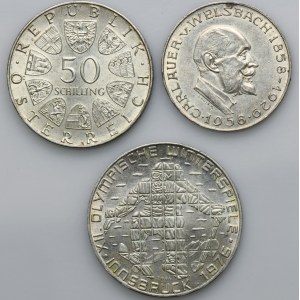 Satz, Österreich, Zweite Republik, 25, 50 und 100 Schilling (3 Stück).