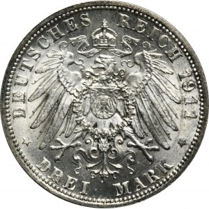 Deutschland, Bayern, Regent Luitpold, 3 Mark München 1911 D