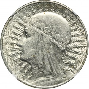 Głowa Kobiety, 10 złotych Warszawa 1933 - NGC AU55