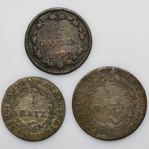 Set, Helvetic Republic and Principality of Neuchâtel, 1/2 and 1 Batzen (3 pcs.)