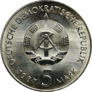 Deutschland, DDR, 5 Mark Berlin 1987 - 750 Jahre Berlin, Nikolaiviertel