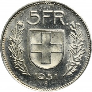 Schweiz, 5 Franken Bern 1951 B