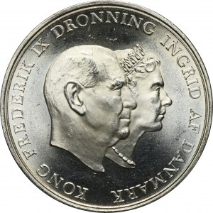 Denmark, Frederick IX, 5 Kroner Copenhagen 1960 - Silver Wedding Anniversary