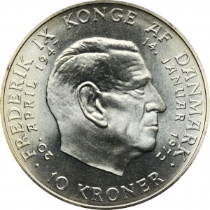 Denmark, Margaret II, 10 Kroner Copenhagen 1972 - Death of Frederick IX and the accession of Margaret II to the throne