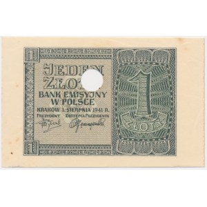 1 złoty 1941 - destrukt bez numeratora i serii -
