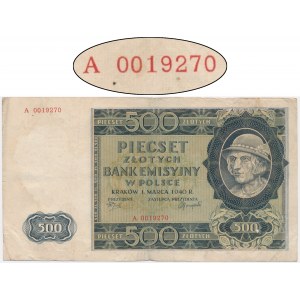 500 zloty 1940 - A 0019270 - low number