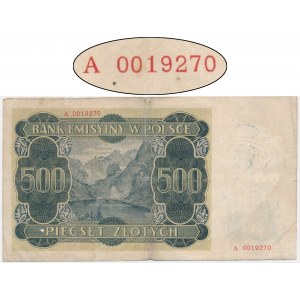 500 Zloty 1940 - A 0019270 - niedrige Zahl