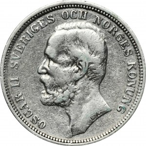 Sweden, Oscar II, 2 Kronor Stockholm 1890