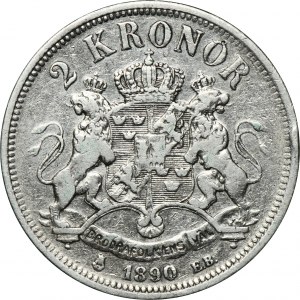 Sweden, Oscar II, 2 Kronor Stockholm 1890