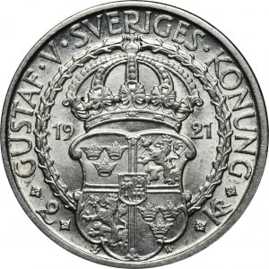 Schweden, Gustav V., 2 Kronen Stockholm 1921 - 400. Jahrestag des Unabhängigkeitskrieges