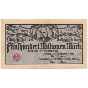 Danzig, 500 Millionen Mark 1923 - Cremedruck