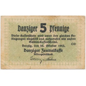Danzig, 5 Pfennige 1923 - October - watermark ZIGZAG -