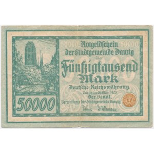 Gdańsk, 50.000 marek 1923 - num. 5 cyfr z ❊ -