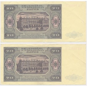 Set, 20 gold 1948 - KE - consecutive issues -.