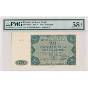 20 złotych 1947 - B - PMG 58 EPQ