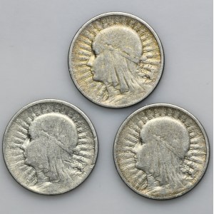 Set, Head of a Woman, 2 gold Warsaw 1932 (3 pieces).