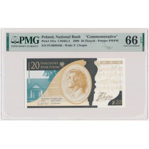 20 złotych 2010 - Fryderyk Chopin - PMG 66 EPQ