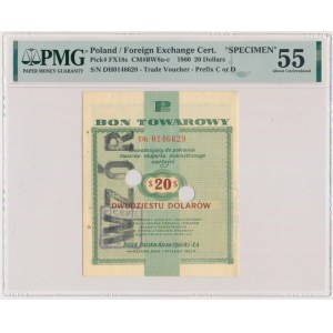 Pewex, 20 dolarów 1960 - Dh - WZÓR - numeracja bieżąca - PMG 55