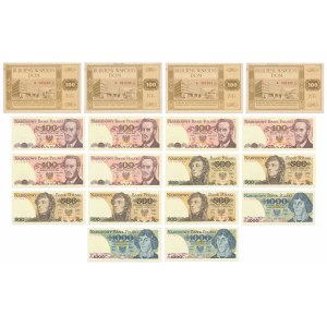 PRL set, banknotes and bricks (18 pieces).