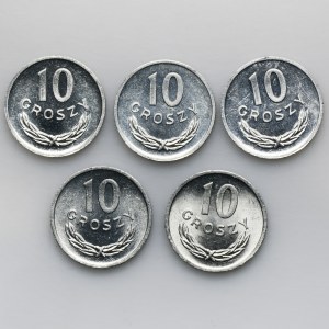 Set, 10 pennies 1970 (5 pieces).