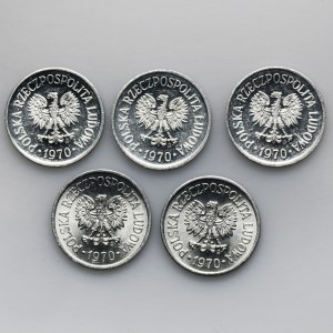 Set, 10 pennies 1970 (5 pieces).