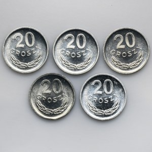 Set, 20 pennies 1971 (5 pieces).