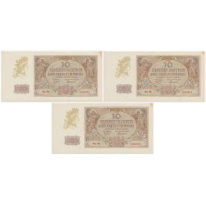 Set, 10 gold 1940 - M - consecutive numbers (3 pcs.) - rarer series