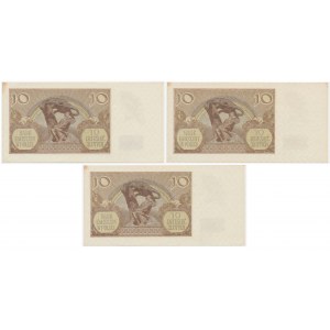 Set, 10 gold 1940 - M - consecutive numbers (3 pcs.) - rarer series