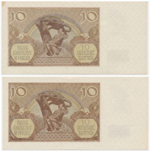 Zestaw, 10 złotych 1940 - M - numery kolejne (2 szt.) - rzadsza seria